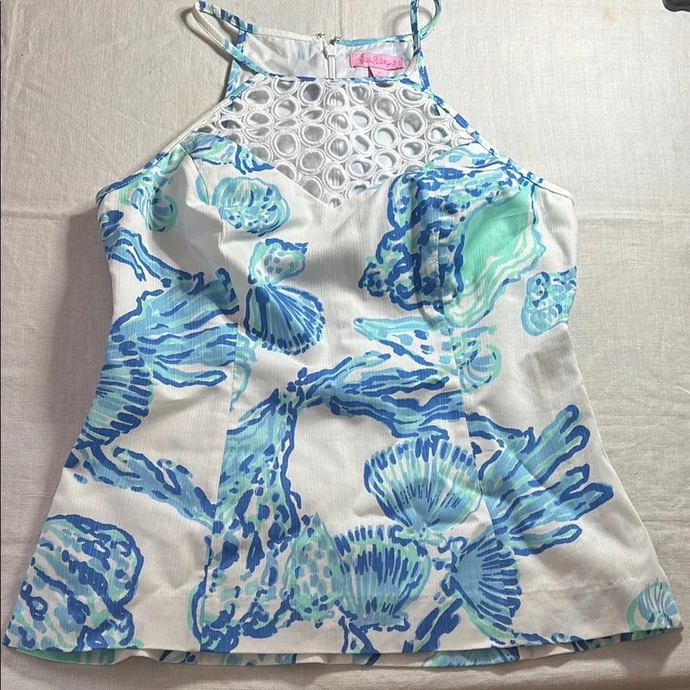 Lily Pulitzer Cotton Racer-Back Top Sz 2 Lined